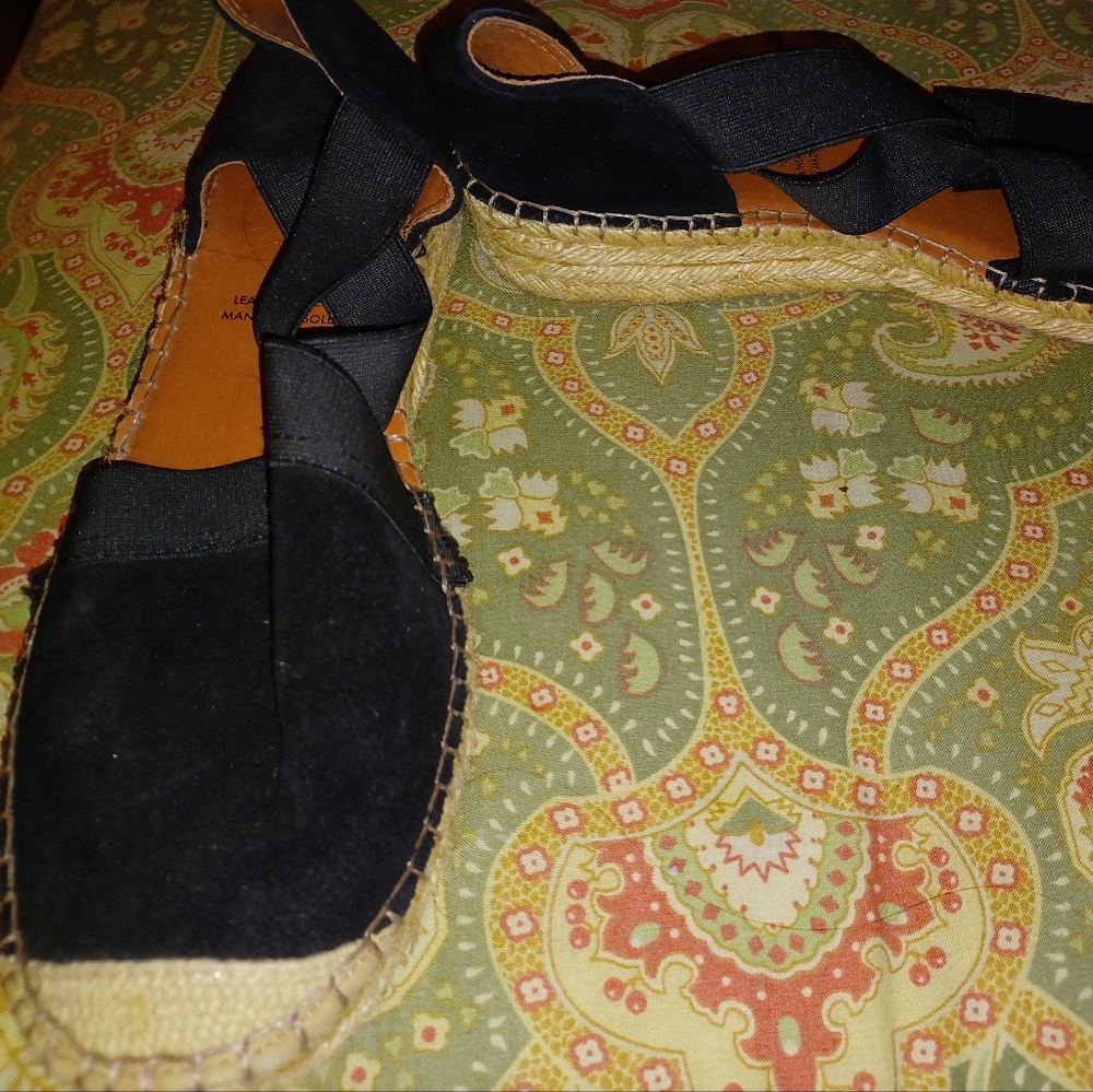 Fabiolas 40 9 black suede leather flats espadrilles